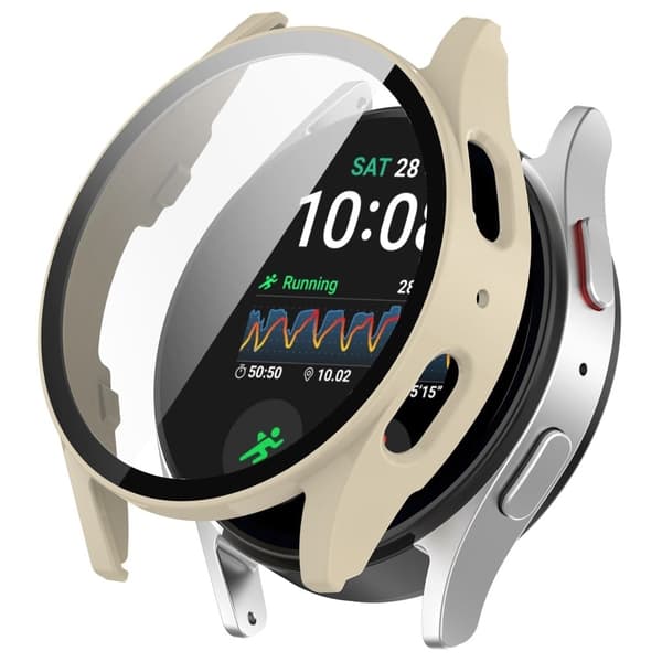 Samsung Galaxy Watch7 40mm Integrated Watch Case Tempered Glass Screen Protector - Ivory White White