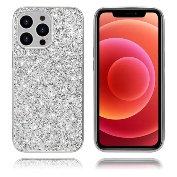 Glitter iPhone 13 Pro Etui - Sølv Silver grey