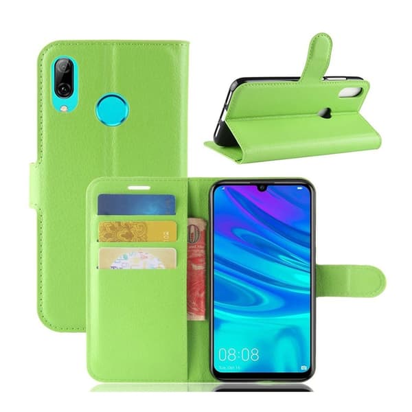 Huawei P30 Lite litchi skin læder flip etui - Grøn Green