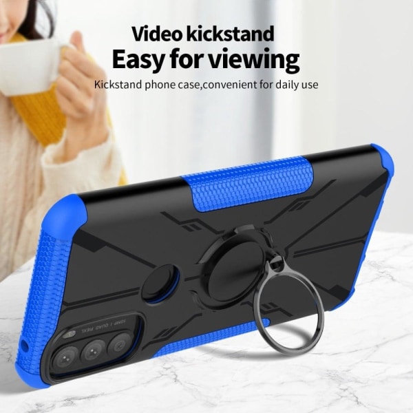 Kickstand-cover med magnetisk plade til Motorola Moto G71 5G - Blå Blue