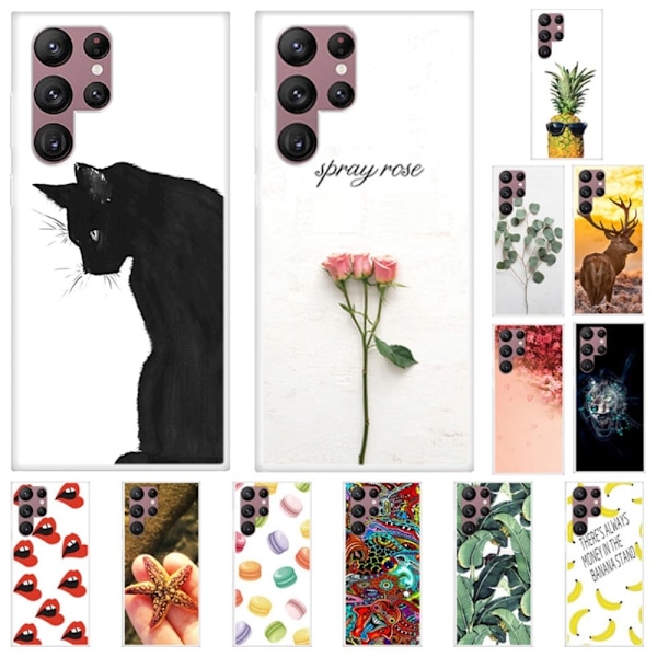 Deco Samsung Galaxy S22 Ultra skal - Katt Svart