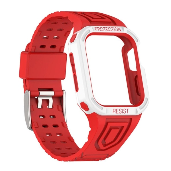 Apple Watch (41mm) urrem i kontrastfarve + cover - Rød / Hvid Red