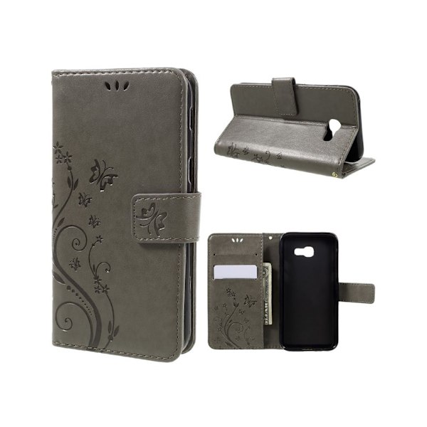 Butterfly läder Samsung Galaxy A5 (2017) fodral - Silver/Grå Silvergrå