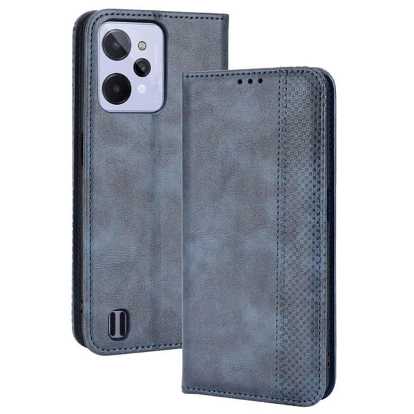 Bofink Vintage läder Realme C31 fodral - Blå Blå