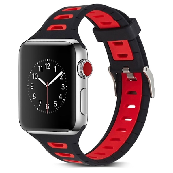 Apple Watch 42mm trendikäs ranneke - Musta / Punainen Multicolor