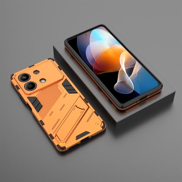 Støtsikkert hybriddeksel med et moderne preg for Xiaomi Redmi Note 13R Pro - Oransje Orange