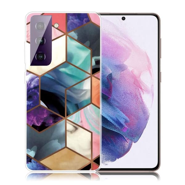 Marmori Samsung Galaxy S21 FE Suojakotelo - Värikäs Cube laatta Multicolor