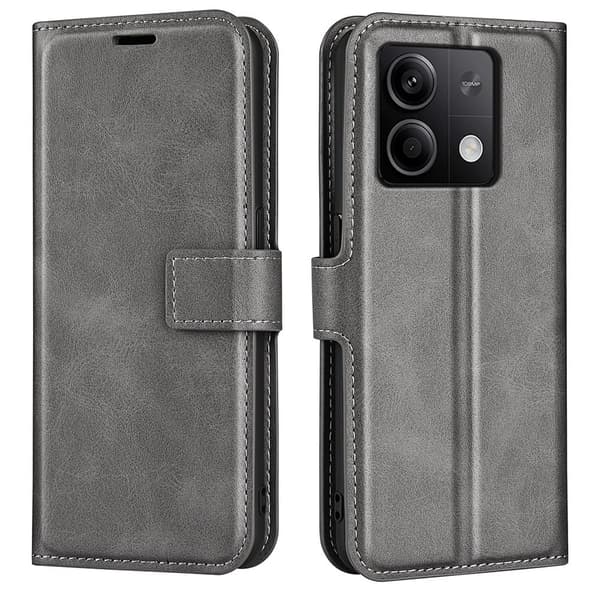 Hållbart konstläder Xiaomi Redmi Note 13 5G  fodral med plånbok - Silver/Grå Silvergrå