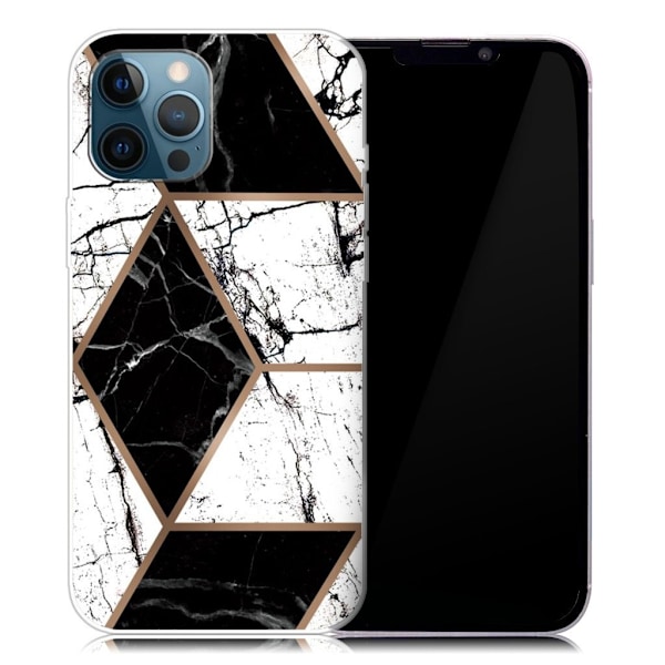 Marmormotiv iPhone 13 Pro skal - Svart Och Vit Marmorform multifärg