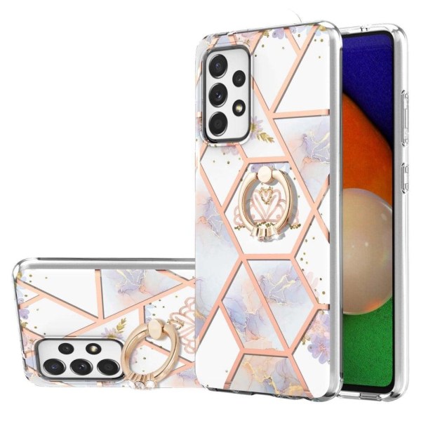 Marble Mønstret Cover med Ring Holder til Samsung Galaxy A53 5G - Krone Multicolor