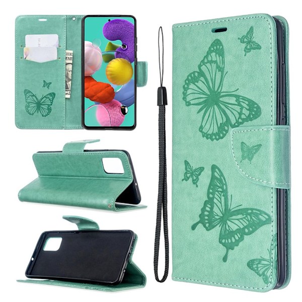 Butterfly Samsung Galaxy A51 nahkakotelo - Vihreä Green
