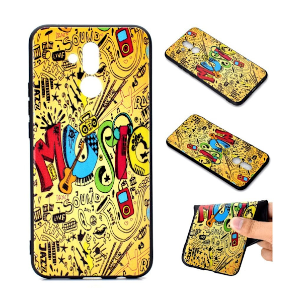 Huawei Mate 20 Lite 3D silikooni muovinen kohokuviollinen pehmeä takasuoja kuori - Musiikki Elementit Multicolor