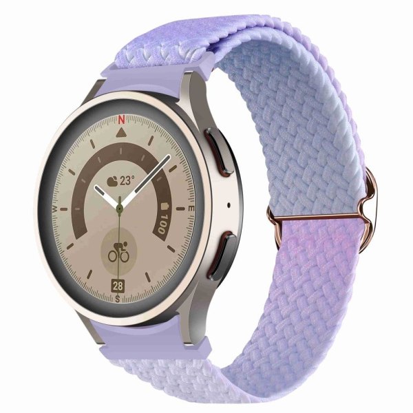 Samsung Galaxy Watch 5 / 5 Pro / 4 elastisk dobbeltfarvet nylon urrem - Lilla / Blå Purple