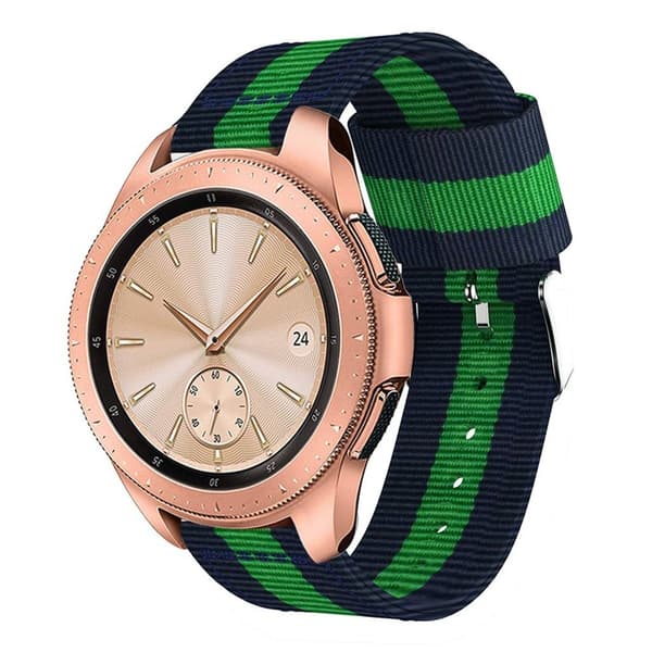Samsung Galaxy Watch (42mm) erstatnings urrem i nylon med farver - Blå/Grøn Multicolor