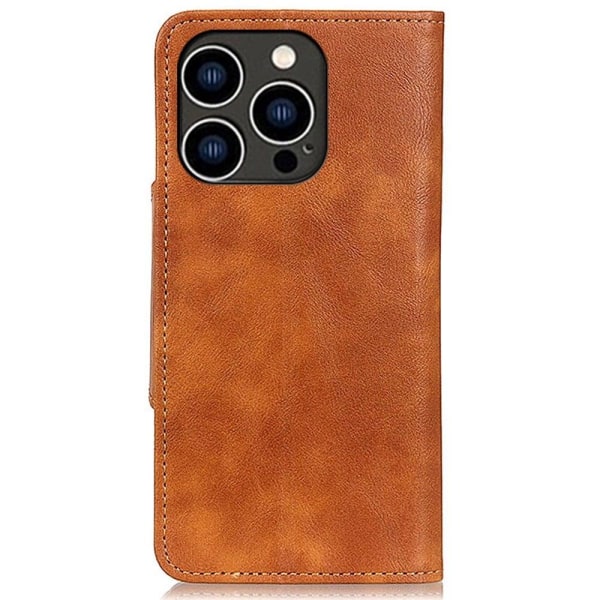 Alpha iPhone 14 Pro læder flip etui - Brun Brown