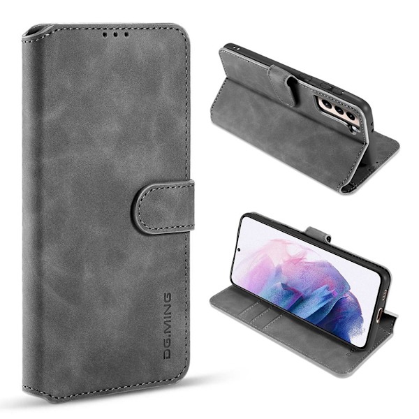 DG.MING Samsung Galaxy S21 Plus Retro Case - Harmaa Silver grey
