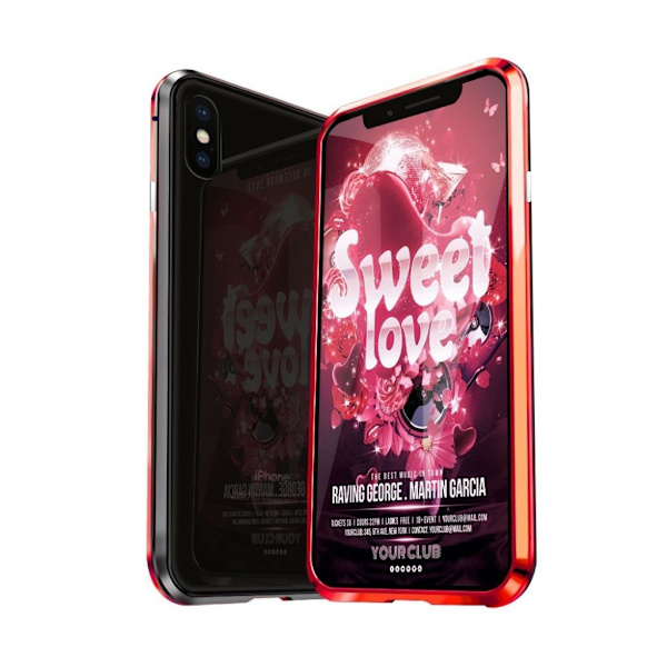 iPhone Xs metal bumper case - Sort / Rød Multicolor
