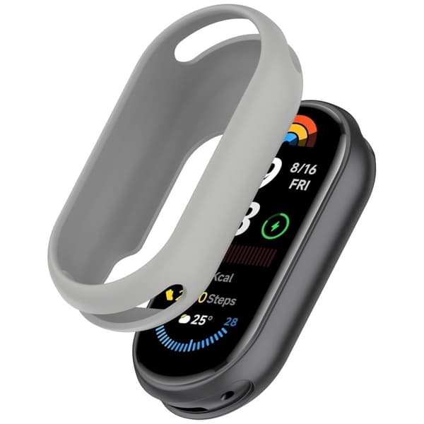 Silikonfodral till Xiaomi Mi Band 9 / 9 NFC / 9 Ceramic Edition / Smart Band 8 / Smart Band 8 NFC Klockramskydd - Grå Silvergrå