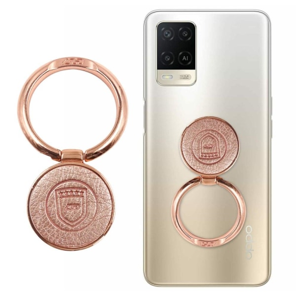 Universal shield pattern leather phone ring stand - Rose Gold Pink
