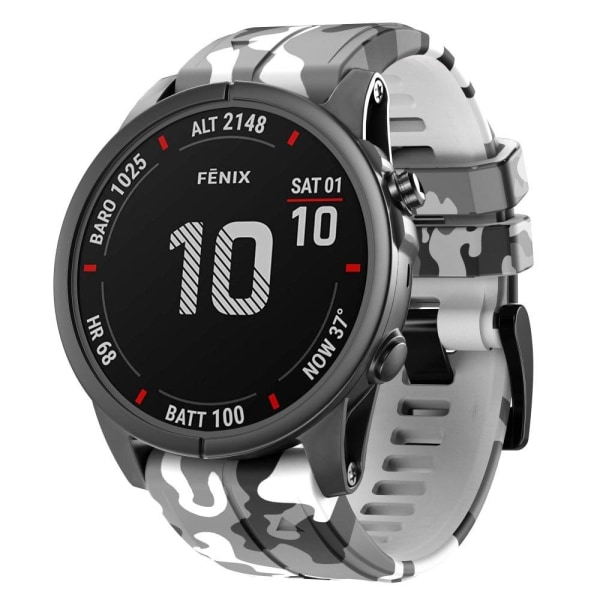 26 mm kamouflagemönstrat klockarmband i silikon för Garmin-klocka - Kamouflage Vit Vit