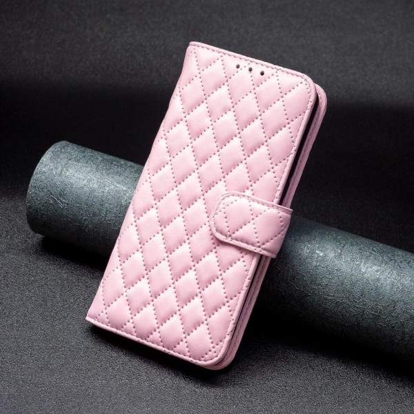Rhombus Mønster Matte Flip Etui til Samsung Galaxy A03s / A02s - Pink