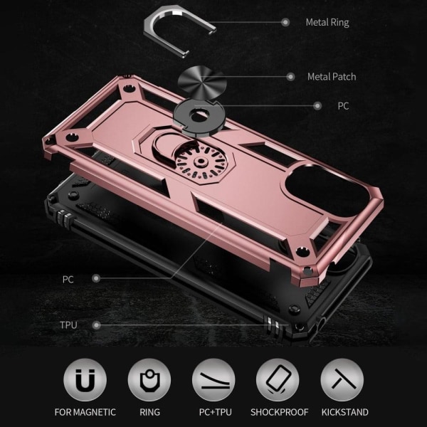 Bofink Combat Motorola Moto Edge 2022 Etui - Rødguld Pink