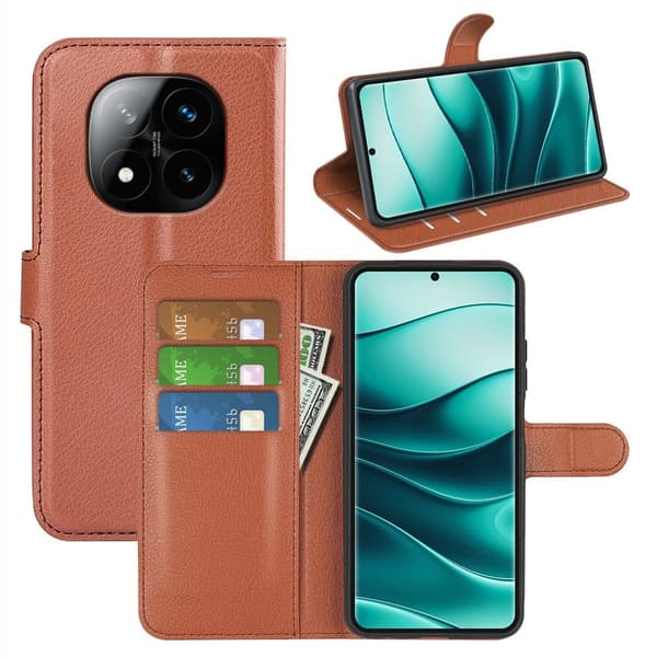 Classic Xiaomi Redmi Note 14 Pro Plus 5G flip kuoret - Ruskea Brown
