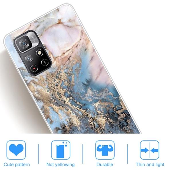 Marble Xiaomi Redmi Note 11T 5G Etui - Bluish Guld Marmor Multicolor