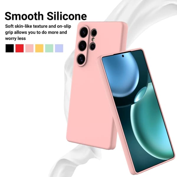 Matt Samsung Galaxy S25 Ultra skal av flytande silikon - Rosa Rosa