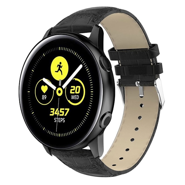 Samsung Galaxy Watch Active klockarmband i äkta läder med krokodil - Svart Svart