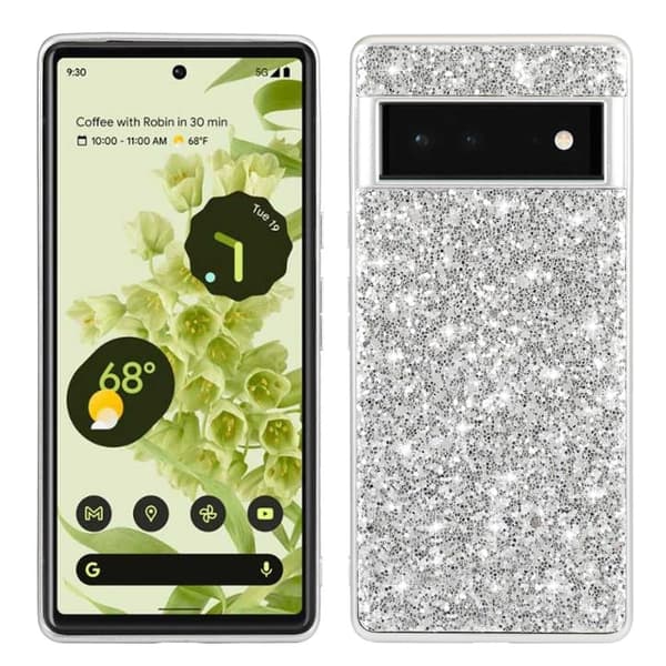 Glitter Google Pixel 6 Suojakotelo - Hopea Silver grey