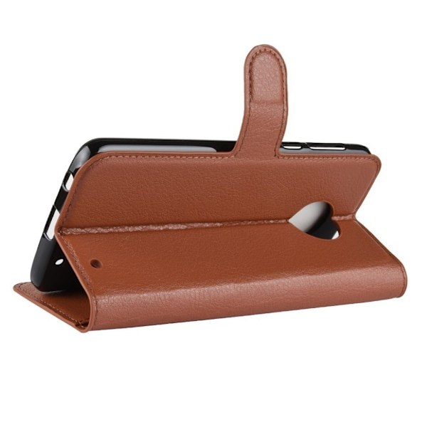 Motorola Moto G6 Plus mobilfodral PU läder plånbok stående position - Brun Brun