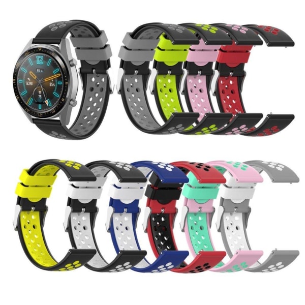 22mm Universal dual color silicone watch band - Black / Pink Svart