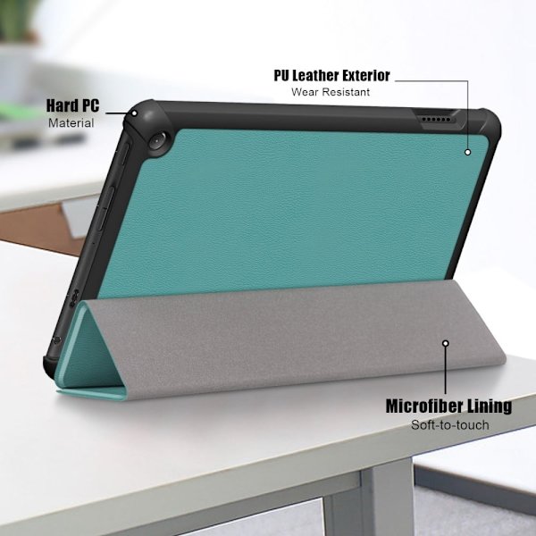 Tri-fold läderfodral för Amazon Fire 7 (2022) - Grön Grön