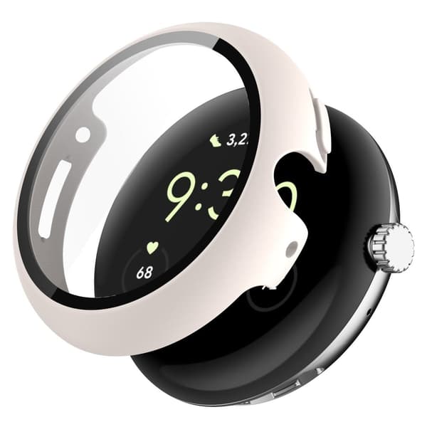Google Pixel Watch-deksel med herdet glass - Hvit White
