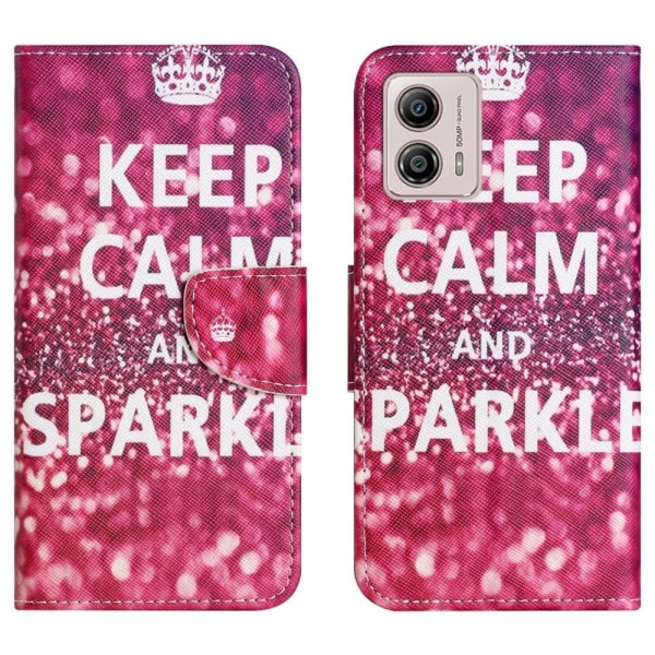 Wonderland Motorola Moto G23 / G13 / G53 Flip Etui - Keep Calm og Sparkle Pink