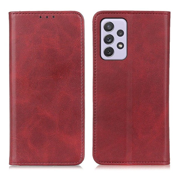 Lompakko-style Aitoa Nahkaa Läppäkotelo For Samsung Galaxy A73 - Punainen Red