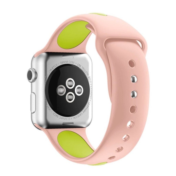 Apple Watch 38mm Silikone rem - Lyserød/grøn Green