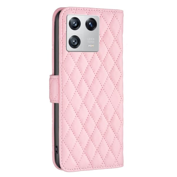 Rombemønster, matt flip-deksel for Xiaomi 13 - Rosa Pink