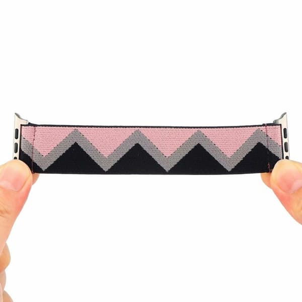 Apple Watch Series 6 / 5 44mm trasa mönster klockarmband - svart / grå / rosa Zig-zag multifärg