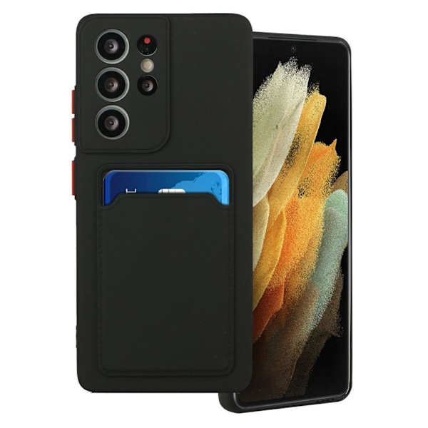 Card Holder Suojakuori For Samsung Galaxy S21 Ultra - Musta Black