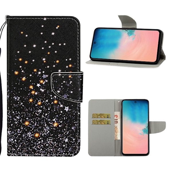 Wonderland Samsung Galaxy Note 20 Flip Etui - Glitrende Element Black
