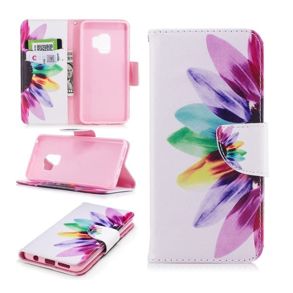 Samsung Galaxy S9 Etui laget av kunstlær og silikon - Kronblader Multicolor
