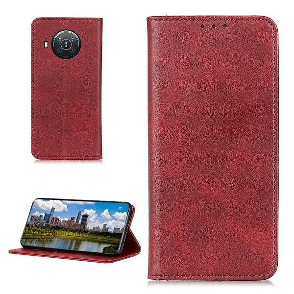 Wallet-style ægte Læder Flipcase til Nokia X10 / X20 - Rød Red
