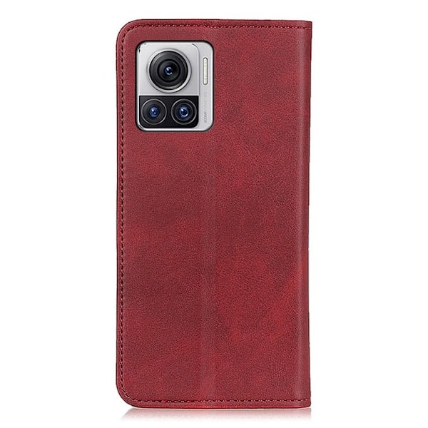 Flip Etui med Pung i Ægte Læder til Motorola Edge 30 Ultra / X30 Pro - Rød Red