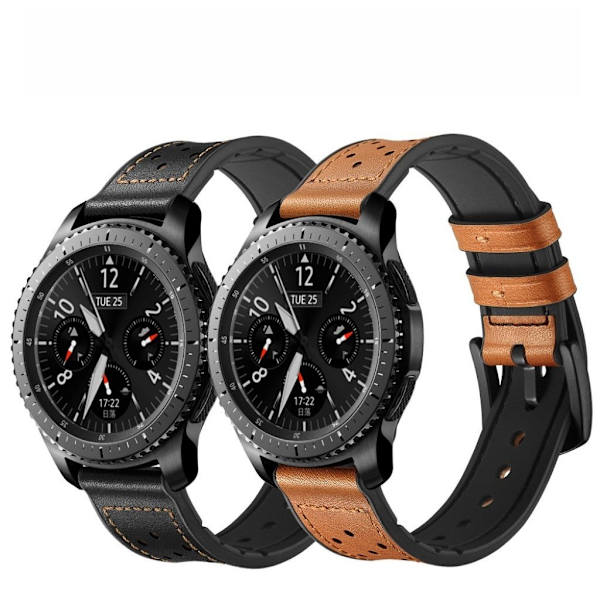 Samsung Gear S3 / Frontier ægte læder Urrem - Sort Black