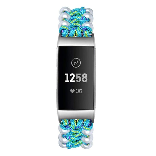 Fitbit Charge 4 / 3 fashionable orb nylon watch strap - Blue Blue