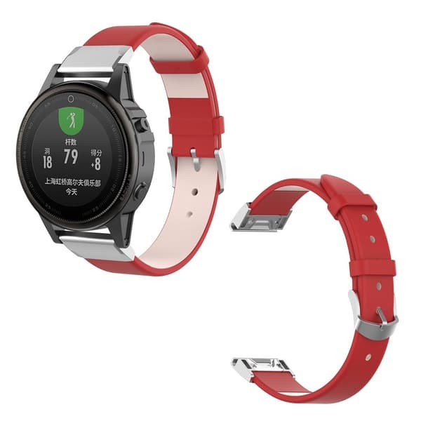 Garmin Fenix 6S / Fenix 5S nahkanauha - Punainen Red