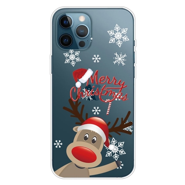 Juleveske til iPhone 14 Pro Max - Reinsdyr Med Julelue Red