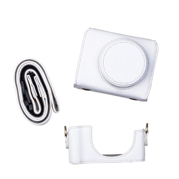 Sony ZV-1 PU leather case with strap - White Vit